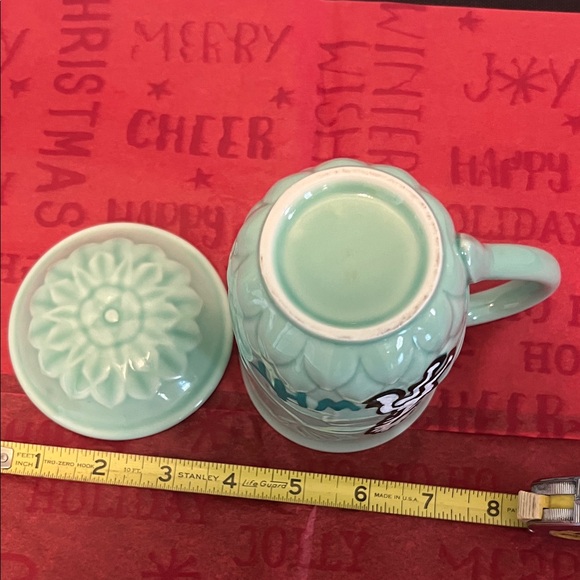 ( 0406) Mint Green Buddha W/ WHT Art Mug with Lid. - Picture 6 of 6